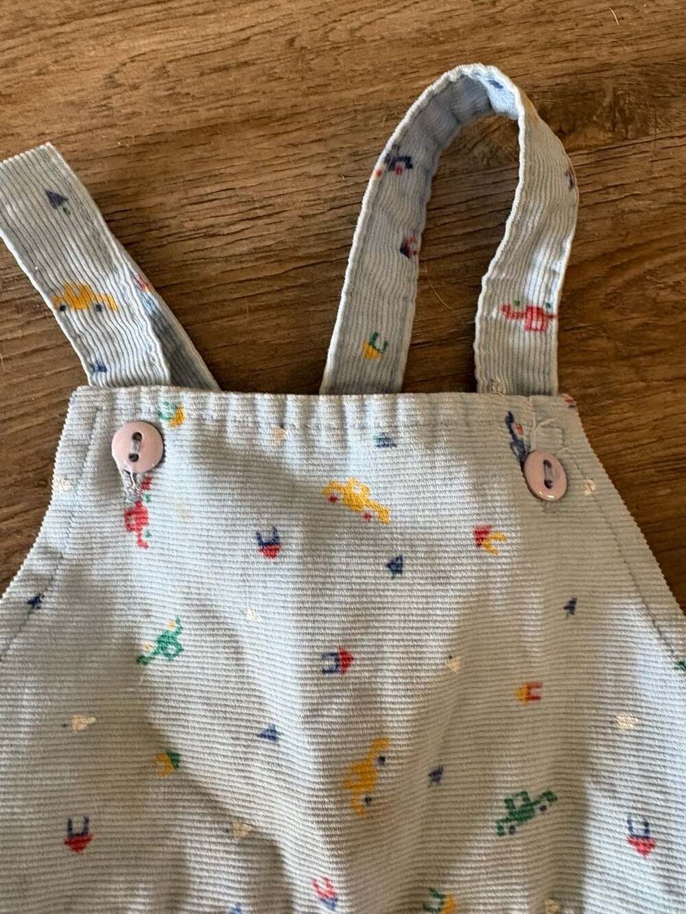 Vintage Health-tex Baby Boys Light Blue Corduroy Overalls with Vehicle Print 24 - Picture 4 of 7